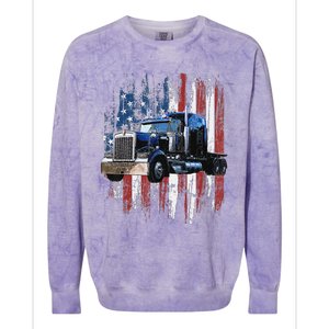 Funny Trucker American Flag Truck Driver Shirt Truck Driver Gift  Colorblast Crewneck Sweatshirt