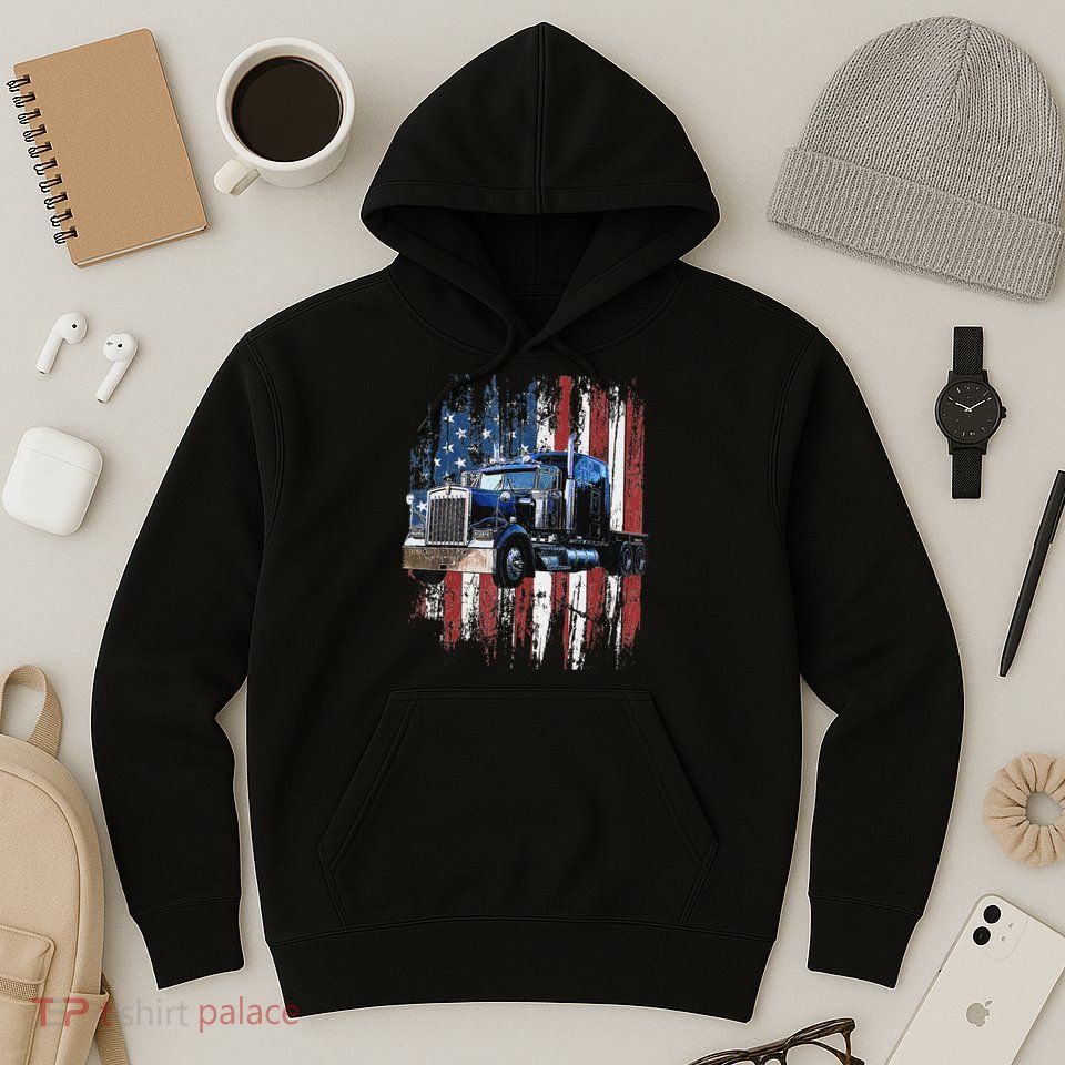 Funny Trucker American Flag Truck Driver Shirt Truck Driver Gift  Hoodie