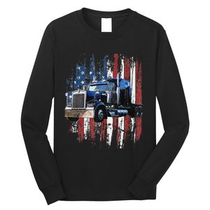 Funny Trucker American Flag Truck Driver Shirt Truck Driver Gift  Long Sleeve Shirt