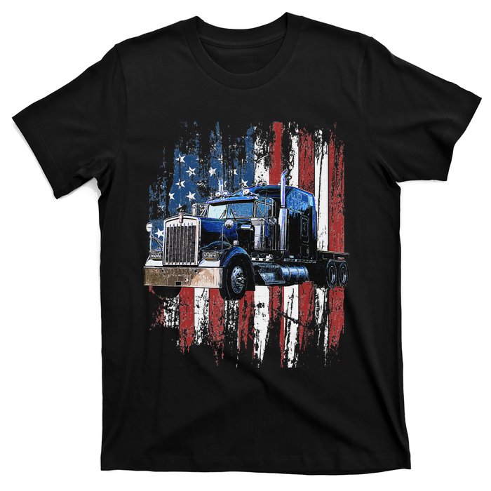 Funny Trucker American Flag Truck Driver Shirt Truck Driver Gift  T-Shirt