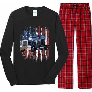 Funny Trucker American Flag Truck Driver Shirt Truck Driver Gift  Long Sleeve Pajama Set