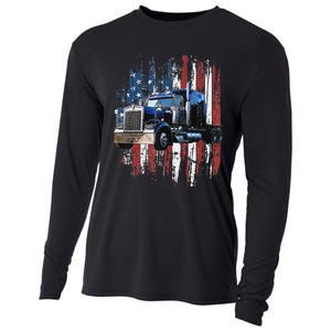 Funny Trucker American Flag Truck Driver Shirt Truck Driver Gift  Cooling Performance Long Sleeve Crew