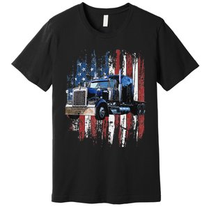 Funny Trucker American Flag Truck Driver Shirt Truck Driver Gift  Premium T-Shirt