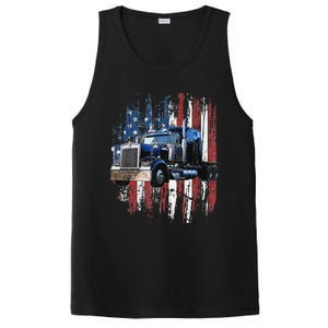 Funny Trucker American Flag Truck Driver Shirt Truck Driver Gift  PosiCharge Competitor Tank