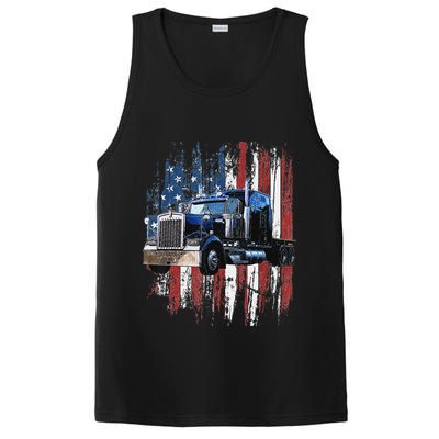 Funny Trucker American Flag Truck Driver Shirt Truck Driver Gift  PosiCharge Competitor Tank