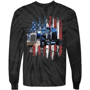 Funny Trucker American Flag Truck Driver Shirt Truck Driver Gift  Tie-Dye Long Sleeve Shirt