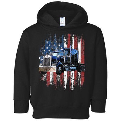 Funny Trucker American Flag Truck Driver Shirt Truck Driver Gift  Toddler Hoodie