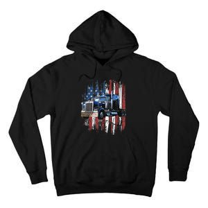 Funny Trucker American Flag Truck Driver Shirt Truck Driver Gift  Tall Hoodie