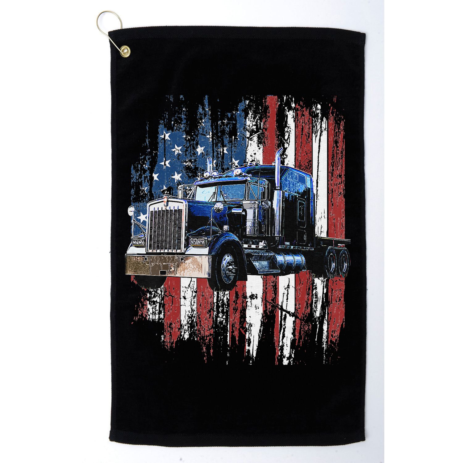 Funny Trucker American Flag Truck Driver Shirt Truck Driver Gift  Golf Towel