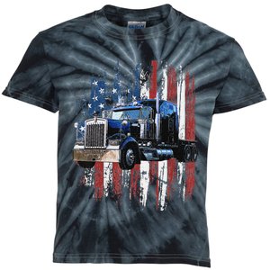 Funny Trucker American Flag Truck Driver Shirt Truck Driver Gift  Kids Tie-Dye T-Shirt