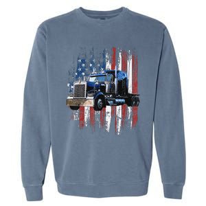 Funny Trucker American Flag Truck Driver Shirt Truck Driver Gift  Garment-Dyed Sweatshirt