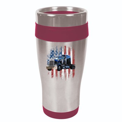 Funny Trucker American Flag Truck Driver Shirt Truck Driver Gift  16oz Travel Tumbler