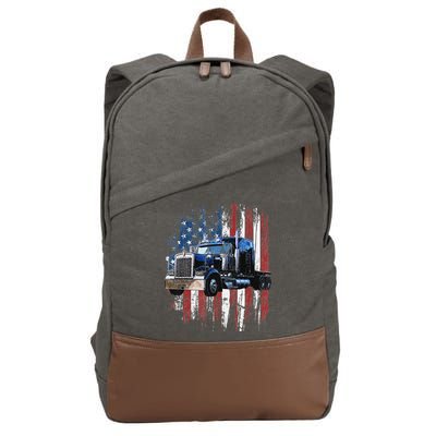 Funny Trucker American Flag Truck Driver Shirt Truck Driver Gift  Cotton Canvas Backpack