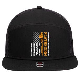 Flatbedder Truck American Flag Patriotic Flatbed Trucker 7 Panel Mesh Trucker Snapback Hat