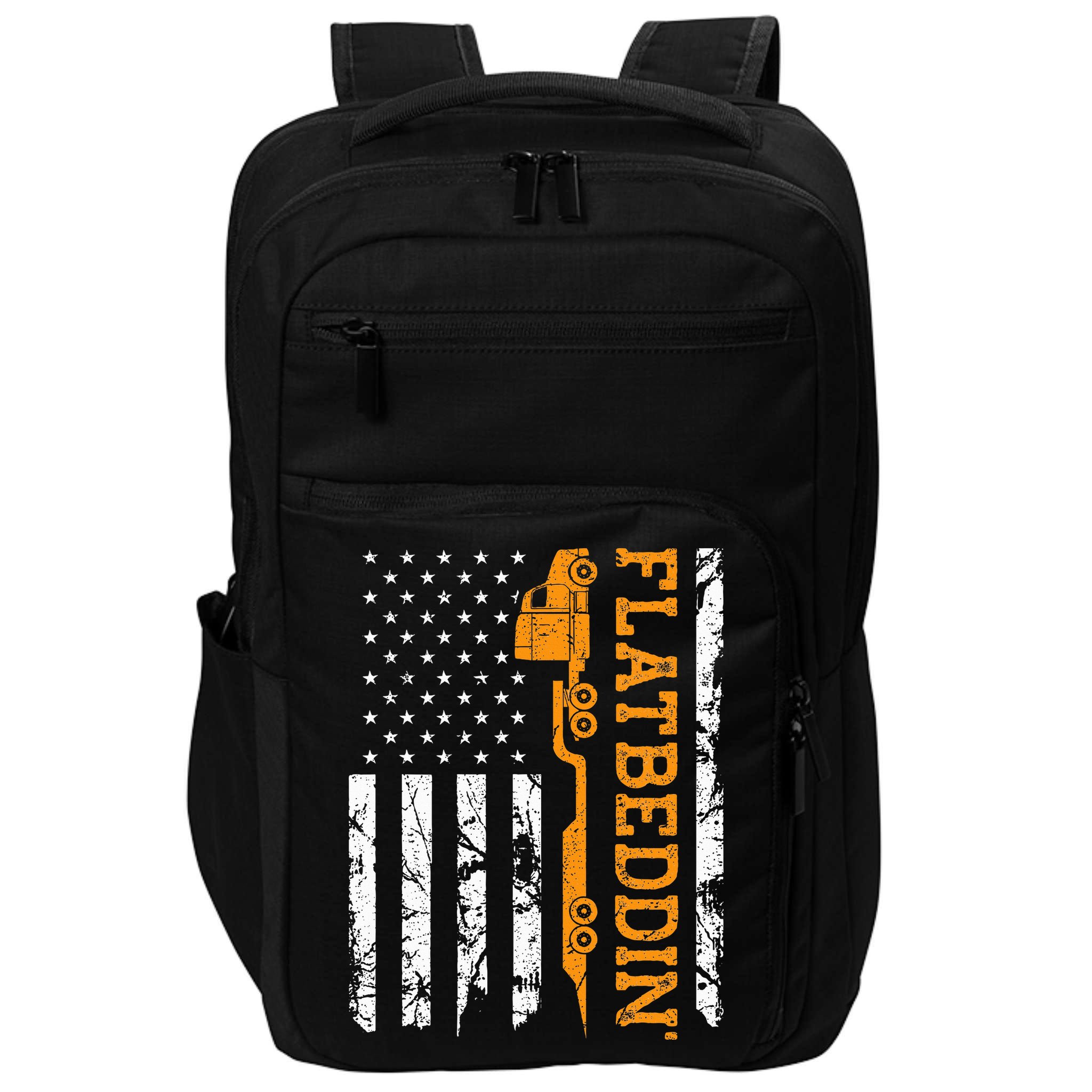 Flatbedder Truck American Flag Patriotic Flatbed Trucker Impact Tech Backpack