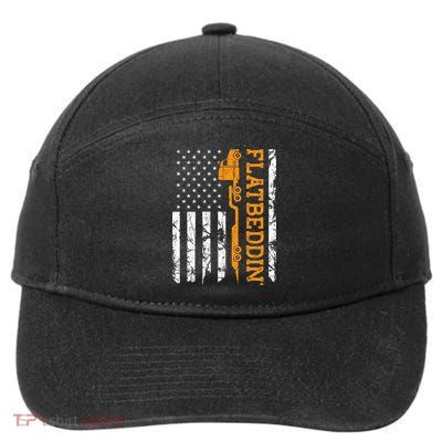 Flatbedder Truck American Flag Patriotic Flatbed Trucker 7-Panel Snapback Hat