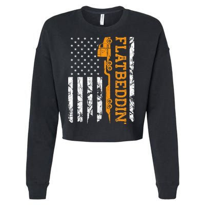 Flatbedder Truck American Flag Patriotic Flatbed Trucker Cropped Pullover Crew