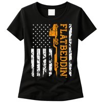 Flatbedder Truck American Flag Patriotic Flatbed Trucker Womens T-Shirt