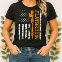 Flatbedder Truck American Flag Patriotic Flatbed Trucker Womens T-Shirt