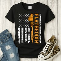 Flatbedder Truck American Flag Patriotic Flatbed Trucker Womens T-Shirt