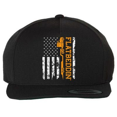 Flatbedder Truck American Flag Patriotic Flatbed Trucker Wool Snapback Cap