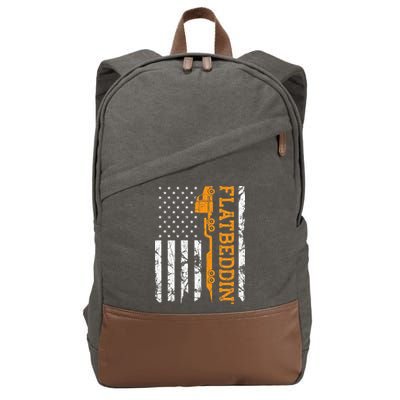 Flatbedder Truck American Flag Patriotic Flatbed Trucker Cotton Canvas Backpack