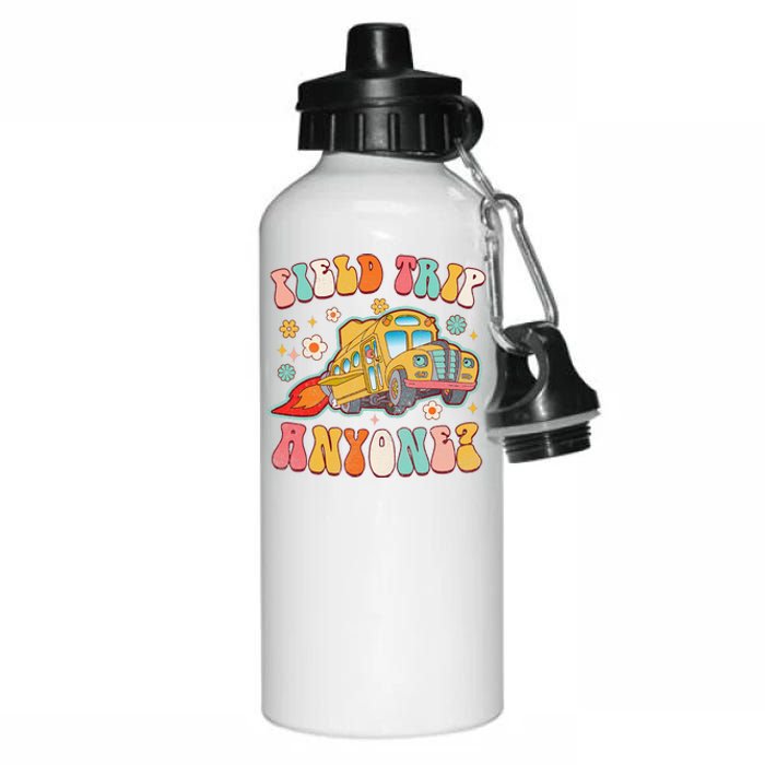 Field Trip Anyone Groovy School Bus Driver Yellow Bus Aluminum Water Bottle