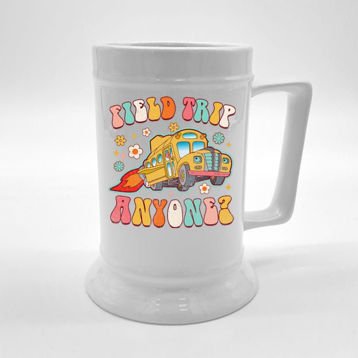 Field Trip Anyone Groovy School Bus Driver Yellow Bus Beer Stein