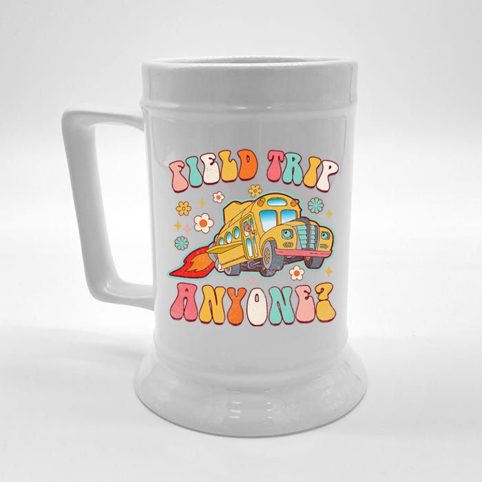 Field Trip Anyone Groovy School Bus Driver Yellow Bus Beer Stein