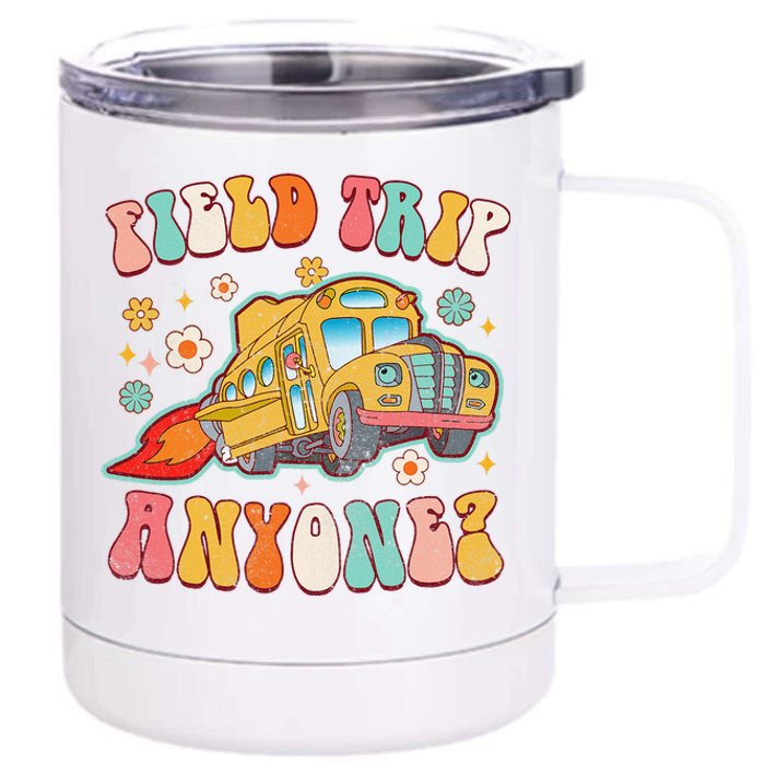 Field Trip Anyone Groovy School Bus Driver Yellow Bus 12 oz Stainless Steel Tumbler Cup