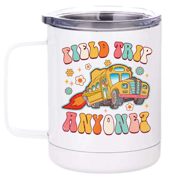 Field Trip Anyone Groovy School Bus Driver Yellow Bus 12 oz Stainless Steel Tumbler Cup