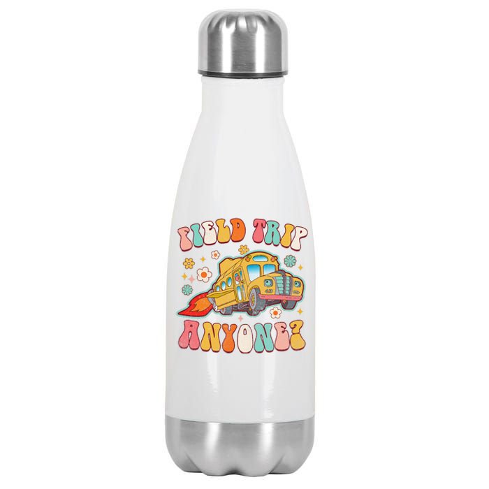 Field Trip Anyone Groovy School Bus Driver Yellow Bus Stainless Steel Insulated Water Bottle