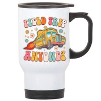 Field Trip Anyone Groovy School Bus Driver Yellow Bus Stainless Steel Travel Mug