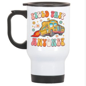 Field Trip Anyone Groovy School Bus Driver Yellow Bus Stainless Steel Travel Mug