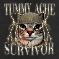 Funny Tummy Ache Survivor Soldier Cat Meme Cool Comfort Performance Bucket Hat