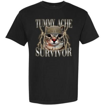 Funny Tummy Ache Survivor Soldier Cat Meme Garment-Dyed Heavyweight T-Shirt