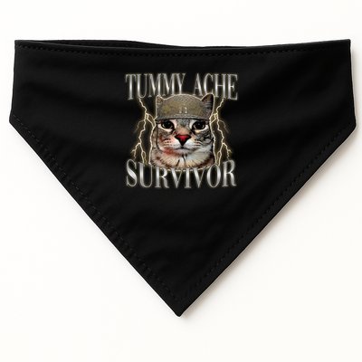 Funny Tummy Ache Survivor Soldier Cat Meme USA-Made Doggie Bandana