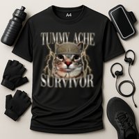 Funny Tummy Ache Survivor Soldier Cat Meme Cooling Performance Crew T-Shirt