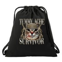 Funny Tummy Ache Survivor Soldier Cat Meme Drawstring Bag