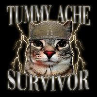Funny Tummy Ache Survivor Soldier Cat Meme Drawstring Bag