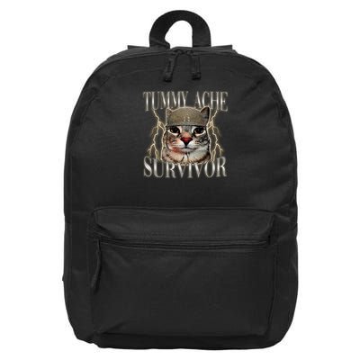 Funny Tummy Ache Survivor Soldier Cat Meme 16 in Basic Backpack