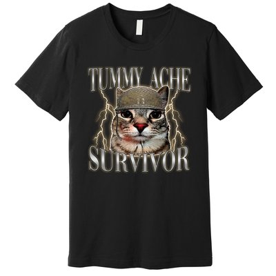 Funny Tummy Ache Survivor Soldier Cat Meme Premium T-Shirt