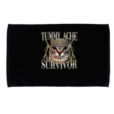 Funny Tummy Ache Survivor Soldier Cat Meme Microfiber Hand Towel