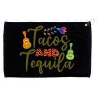 Funny Tacos And Tequila Cinco De Mayo Men Women Mexican Drinking Grommeted Golf Towel