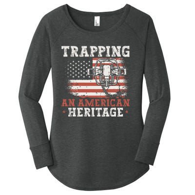 flag Trapping An American Heritage Trap Hunting Women's Perfect Tri Tunic Long Sleeve Shirt