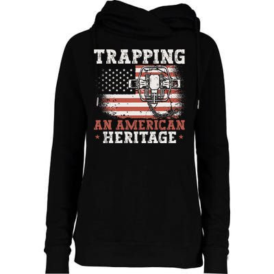 flag Trapping An American Heritage Trap Hunting Womens Funnel Neck Pullover Hood
