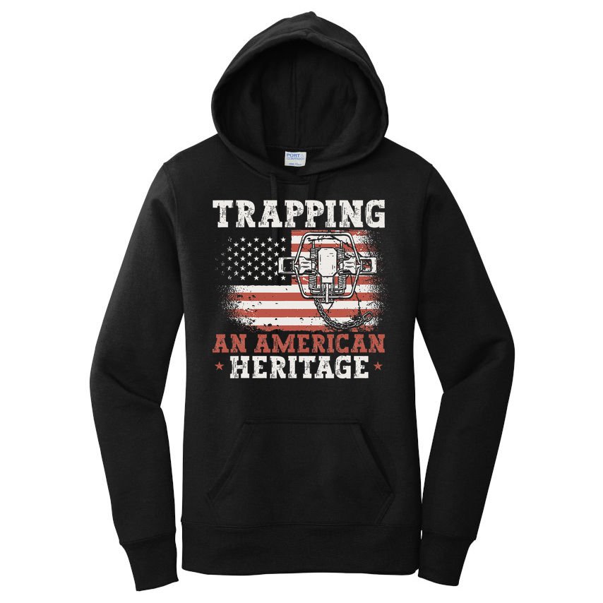 flag Trapping An American Heritage Trap Hunting Women's Pullover Hoodie