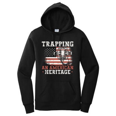 flag Trapping An American Heritage Trap Hunting Women's Pullover Hoodie