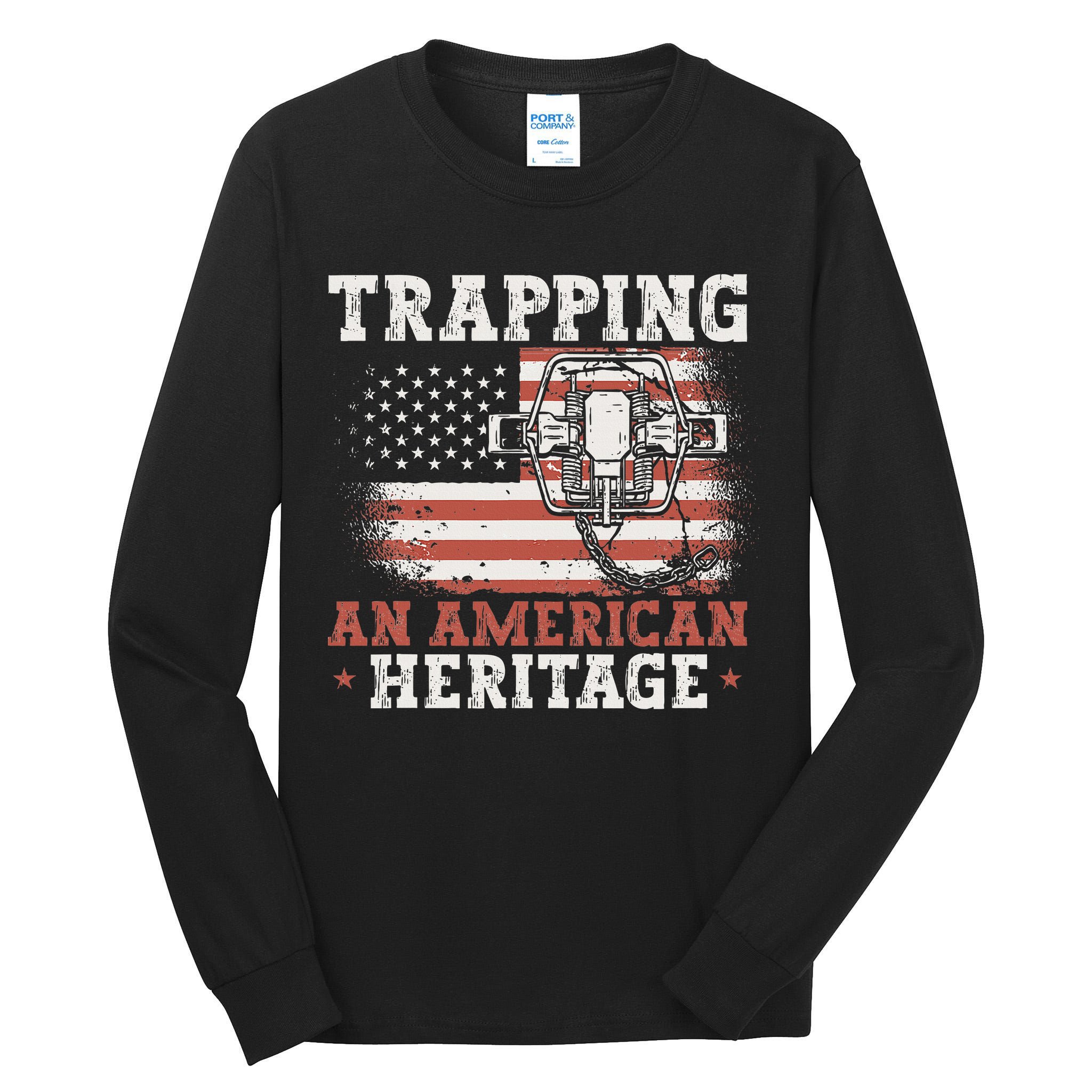 flag Trapping An American Heritage Trap Hunting Tall Long Sleeve T-Shirt