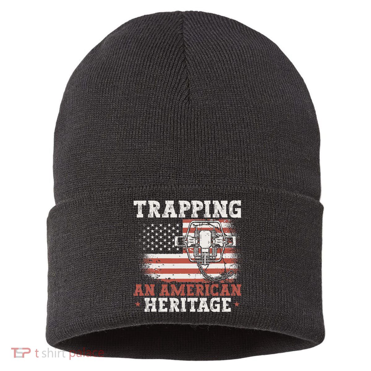 flag Trapping An American Heritage Trap Hunting Sustainable Knit Beanie